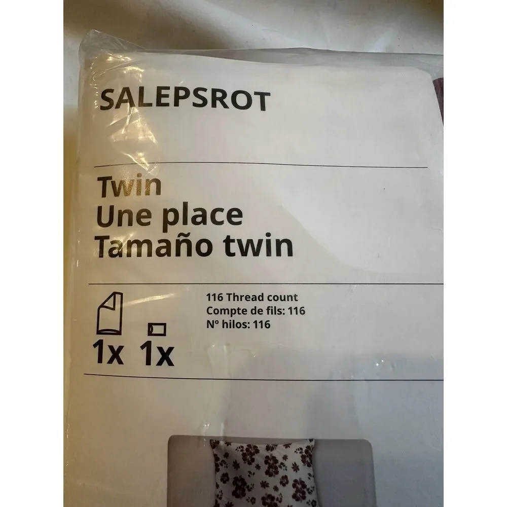 Ikea Salepsrot Duvet Cover 1 Pillowcase‎ Rust Floral White Red Twin 904.985.47